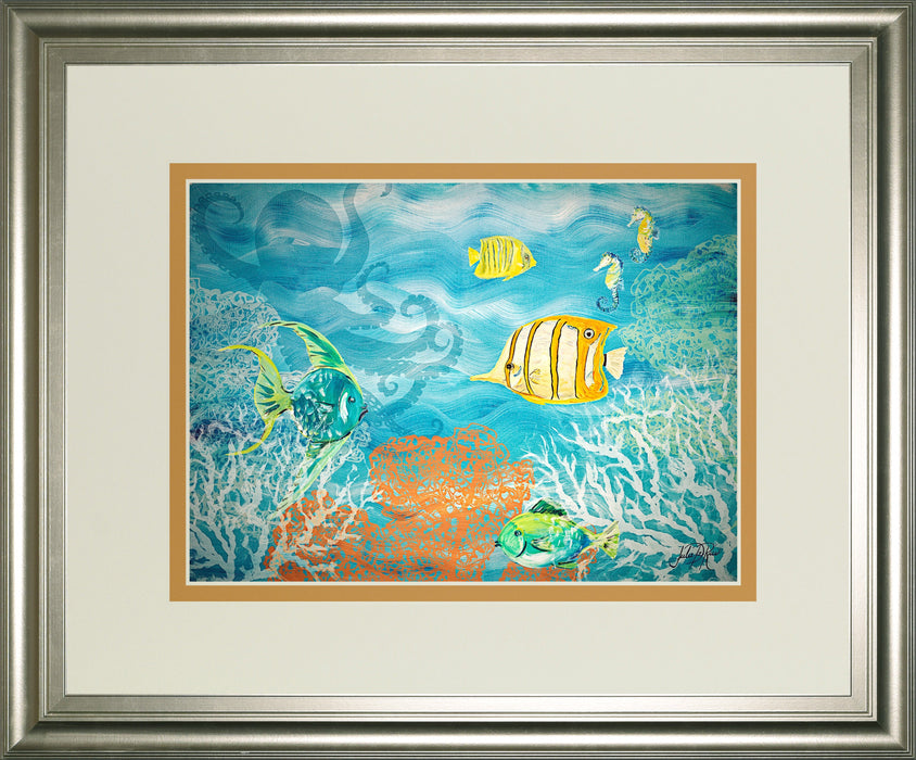 Under The Sea By Julie Derice - Framed Print Wall Art - Blue
