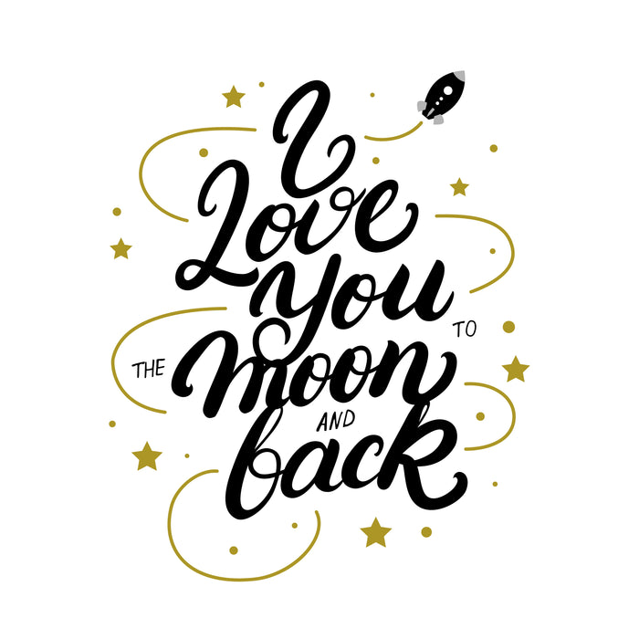 Gallery Wrapped Giclee On Canvas Love You To The Moon And Back - White