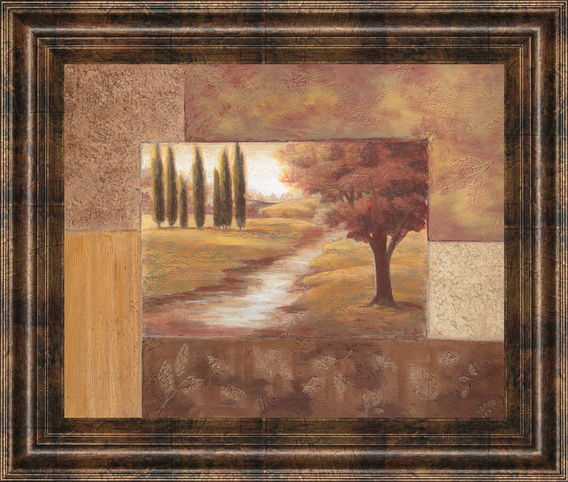 Peaceful Stream Il By Vivian Flasch - Framed Print Wall Art - Dark Brown