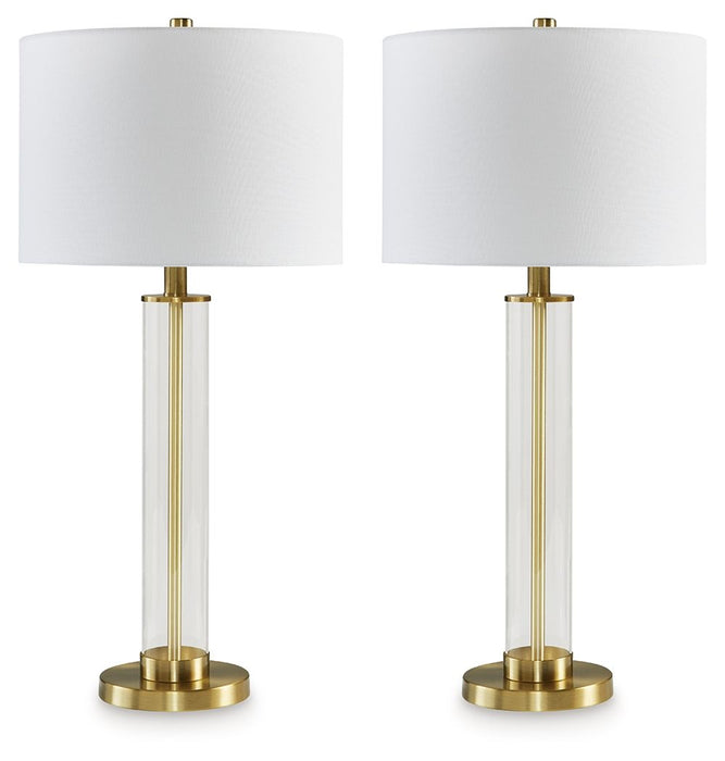 Orenman - Glass Table Lamp (Set of 2) - Clear / Brass Finish