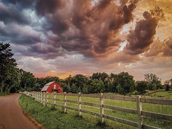 Colorful Country Clouds By Dakota Diener (Framed) - Dark Green