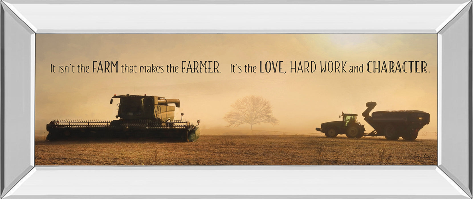 The Farmer By Lori Dieter - Mirror Framed Photo Print Wall Art - Dark Brown