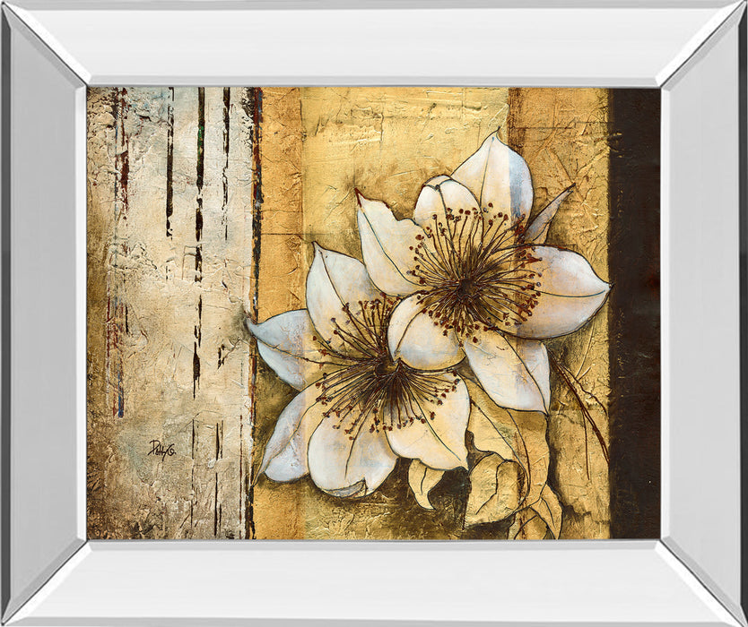 Exotic On Gold I By Patty Q - Mirror Framed Print Wall Art - Yellow - Gold