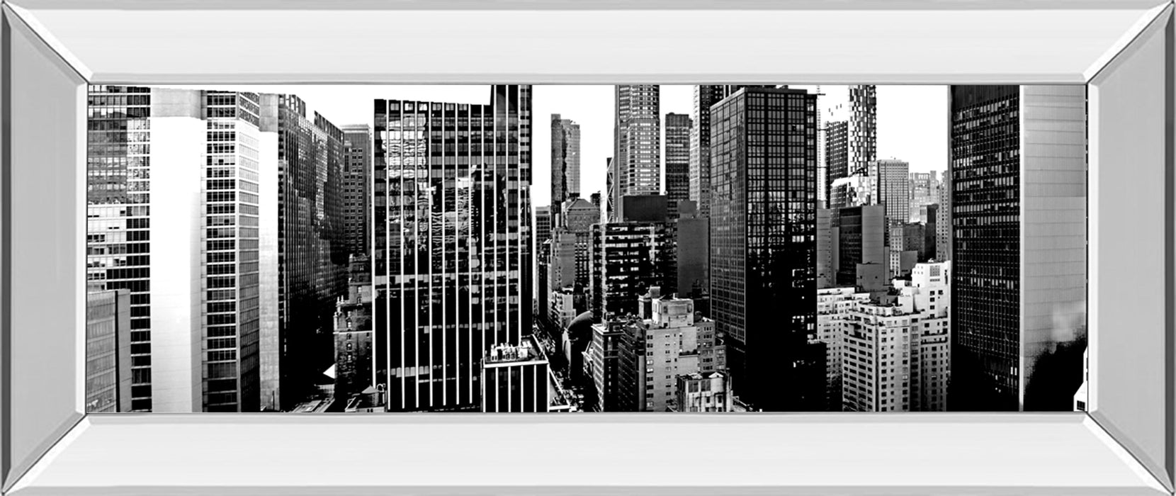 Panorama Of NYC VII By Jeff Pica - Mirror Framed Print Wall Art - Black