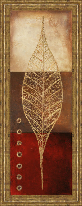 Fossil Leaves Il By Patricia Pinto - Framed Print Wall Art - Red