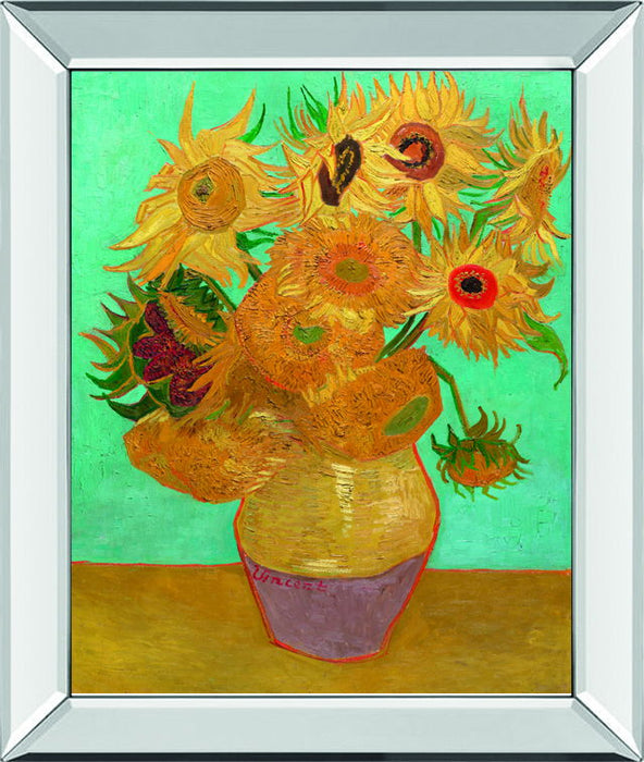 Still Life Vase With Twelve Sunflowers, January 1889 By Vincent Van Gogh - Mirror Framed Print Wall Art - Yellow