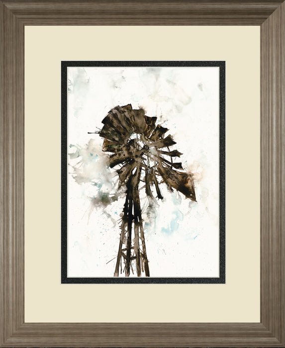 Watercolor Windmill By White Ladder - Framed Print Wall Art - Black