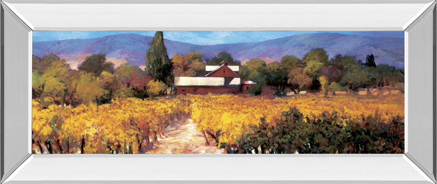 Vineyard Afternon By Craig P. - Mirrored Frame Wall Art - Yellow