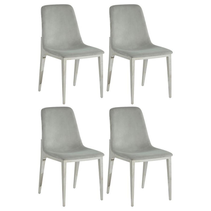 Irene - Upholstered Side Chairs (Set of 4) - Light Grey and Chrome
