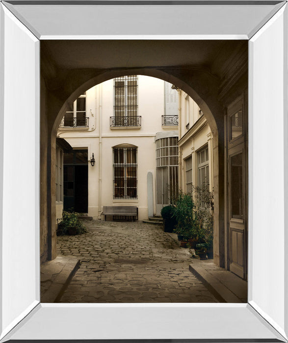 Marais Courtyard By Milla White - Mirror Framed Print Wall Art - Black