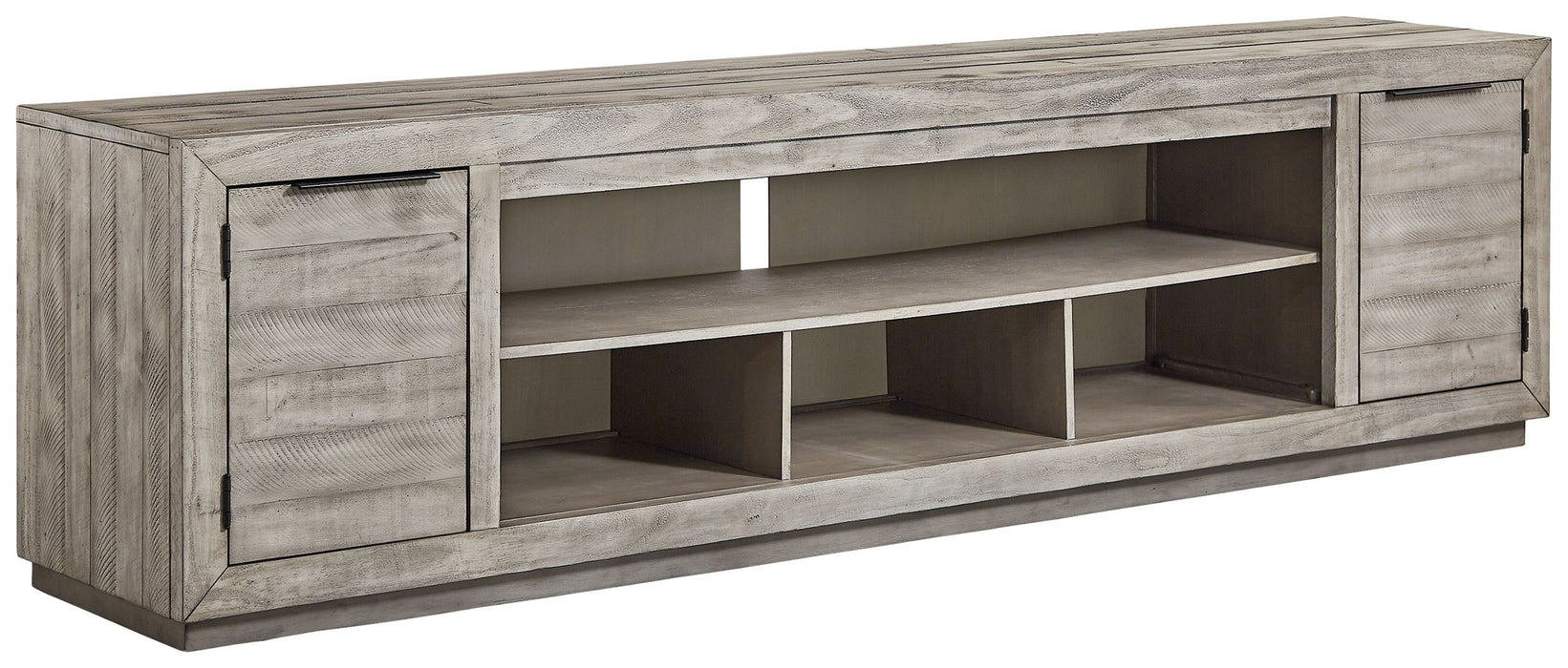 Naydell - XL TV Stand w/Fireplace Option - Gray
