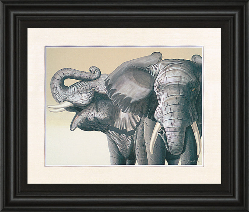 Elephant By Peter Moustakas - Framed Print Wall Art - Dark Gray