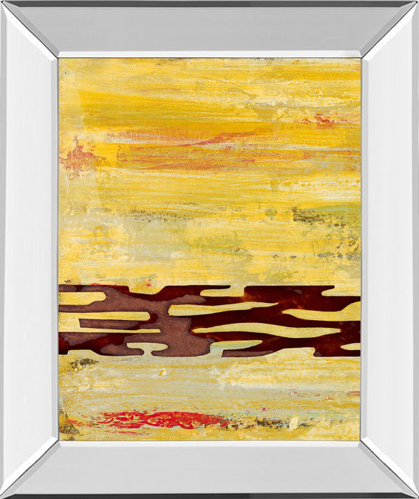 Tire Mark I By Natalie Avondet - Mirror Framed Print Wall Art - Yellow