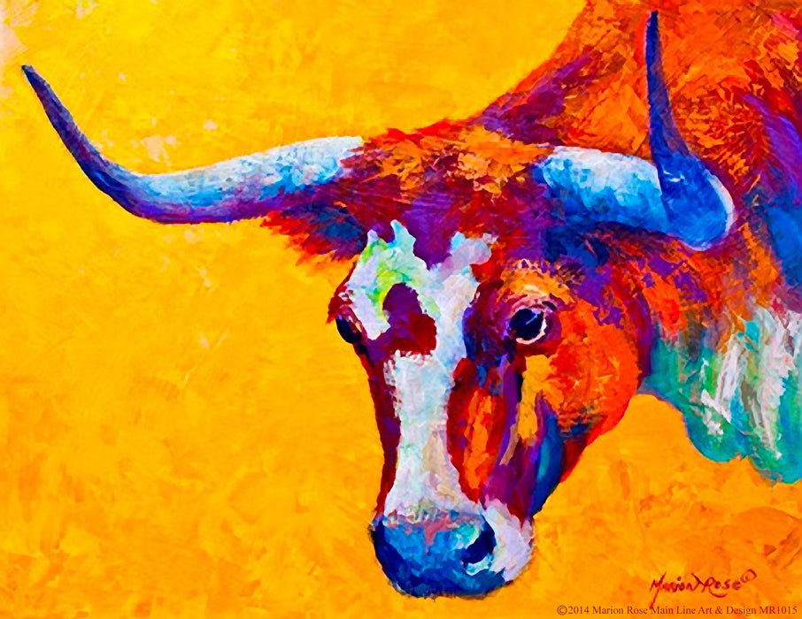 Framed Small - Bright Steer By Marion Rose - Orange