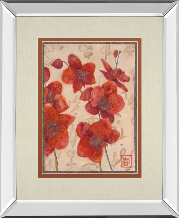 Asian Orchid I By Hollack - Mirror Framed Print Wall Art - Red