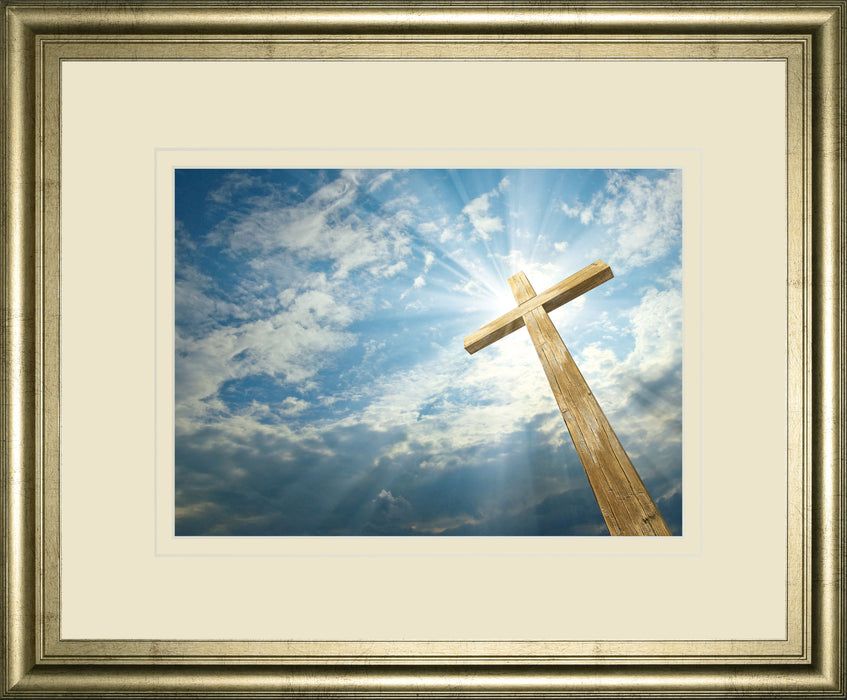 Cross In The Sky By Viadischern - Framed Photo Print Wall Art - Blue
