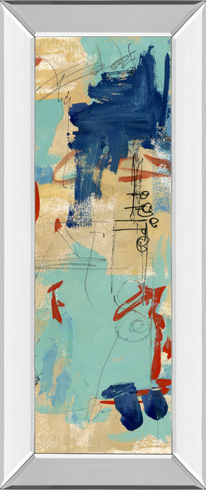 Composition 4a By Melissa Wang - Mirror Framed Print Wall Art - Blue