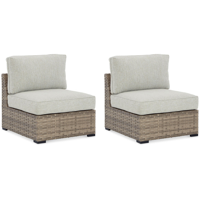 Calworth - Beige - Armless Chair W/Cushion (Set of 2)