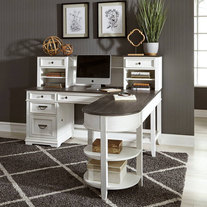 Allyson Park - L Shaped Desk With Hutch - White