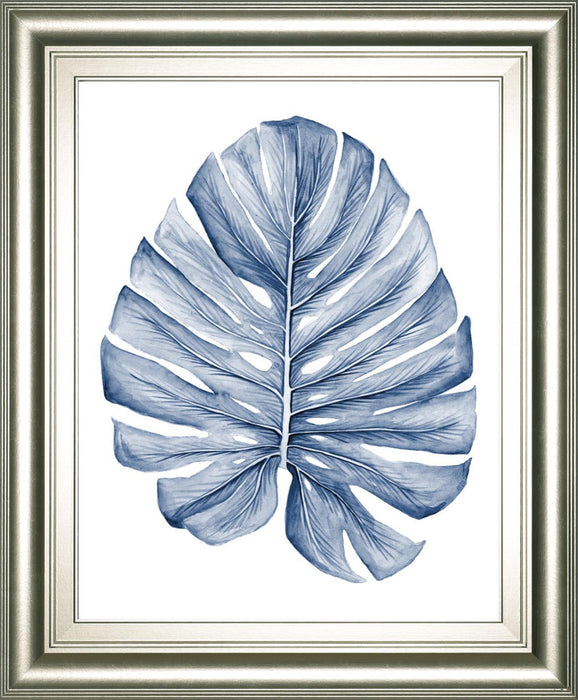 22x26 Indigo Tropical Leaves I By Megan Meagher - Blue