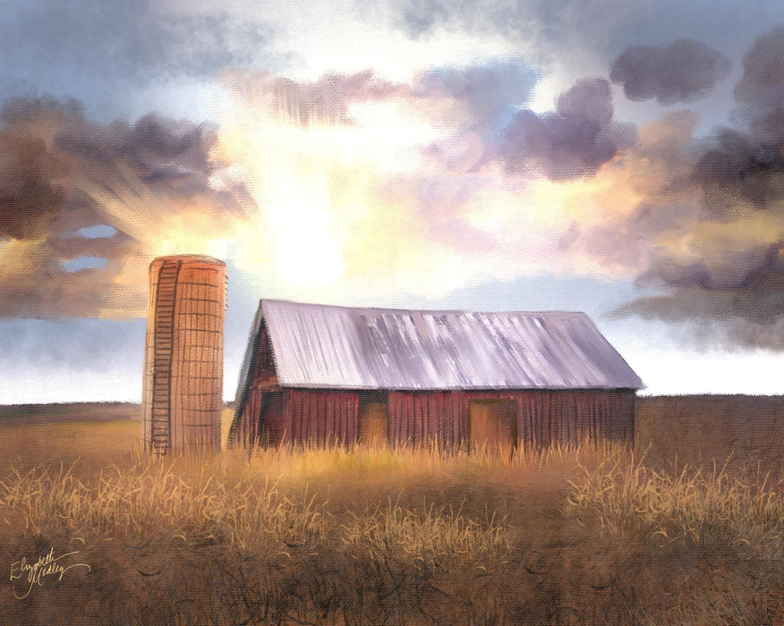 Sunset Farm By Elizabeth Medley (Framed) - Light Brown