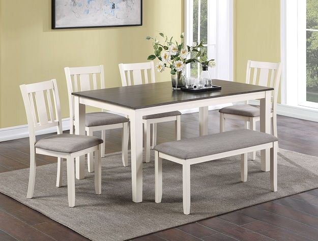 Rowan - 6 Piece Dinette Set With Bench - White